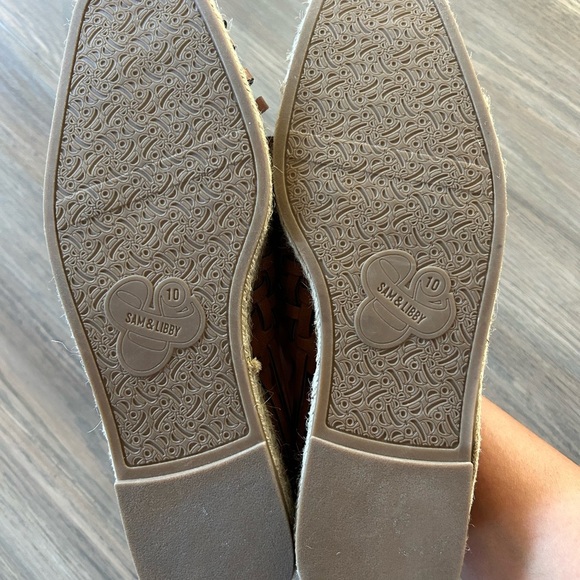 NWOT Sam & Libby Women's Brown Leather Boho Espadrille Flats Size 10 - Picture 5 of 8